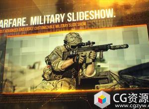 AE模板-科技感战争军事幻灯片图片开场片头 Warfare Military Slideshow
