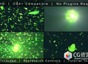 AE模板-花瓣叶子汇聚爆炸Logo动画 Leaf Blast Opener