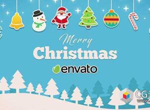 AE模板-新年快乐圣诞节介绍logo动画Short Christmas Intro