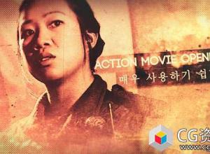 AE模板-时尚复古动作电影宣传片人物介绍定格片头 Action Movie Opener
