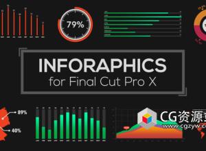FCPX插件-数据图表柱状图饼状图信息展示动画预设