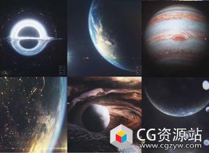C4D模型工程9大太阳系行星黑洞星球地球模型