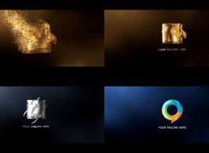AE模板-震撼大气金色电影标志粒子汇聚logo标志演绎 particle-logo-reveal