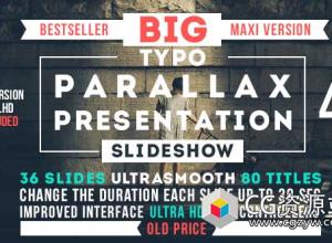 AE模板-优雅商业企业文字标题视差图片制作工具包 Big Typo Parallax Presentation