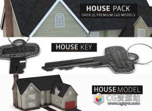 C4D模型预设-老房子场景物品 The Pixel Lab – House Pack For C4D