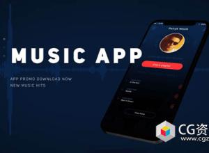 AE模板-iPhone X音乐应用程序促销演示APP展示介绍动画 Music App Promo Presentation