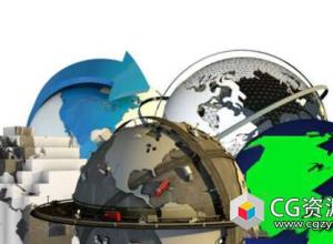 C4DE3D模型预设-科幻低多边形真实地球 The Pixel Lab – Earth and Globe Pack