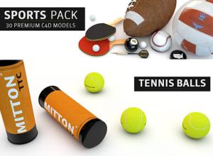 C4D模型预设-30个体育运动元素保龄球乒乓球 The Pixel Lab – Sports Pack For C4D