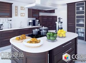 厨房家具多边形三维模型包(C4D/MAX/FBX/OBJ格式)CGAxis Models Volume 86 Kitchen Furniture
