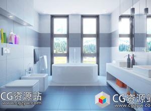 现代室内各种浴室装置三维模型包(C4D/MAX/FBX/OBJ格式)CGAxis Models Volume 84 Bathrooms III