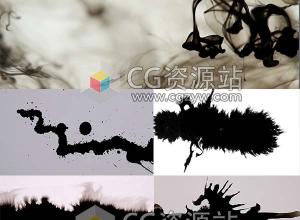 视频素材-60组水墨滴落印迹墨水散开晕染遮罩转场