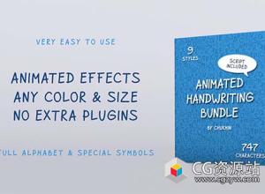 AE模板+脚本字母表动画手写包排版Animated Handwriting Bundle