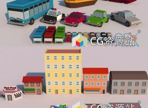 C4D教程-低多边形楼房汽车建模教程两套Udemy – Low Poly Modeling in Cinema 4D – Vol 1-2