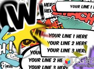AE模板-漫画泡泡对话框卡通搞笑综艺爆炸字幕动画