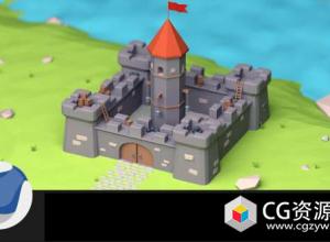 C4D教程-建模着色卡通城堡教程Cinema 4D Adorable Castle Modeling Tutorial