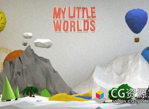 AE模板-儿童卡通场景低多边形片头动画 My Little Worlds