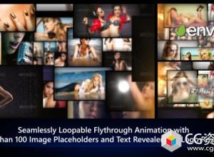 AE模板-三维空间周年庆典生日庆照片相册飞入动画 Photos Galaxy – Loopable Flythrough Animation