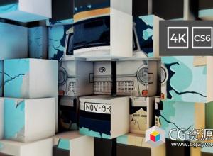 AE模板-4K分辨率三维方块墙翻转创意广告视频转场包装 3D Cubes Wall Slideshow in 4K