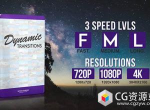 AE模板-动态转换图形拼贴切割摄像机移动推拉扭曲视频转场