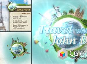 AE模板-旅行展示包环形地球旅游景点介绍包装 Travel Show Pack