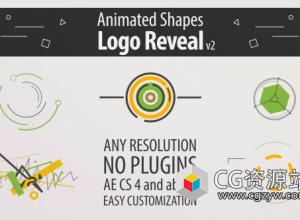 AE模板-5种动态线图形变化Logo动画 Shape Animation Logo Reveal v2