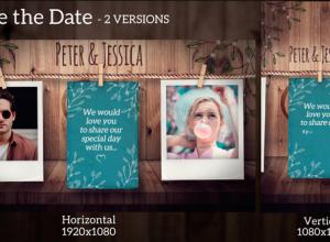 AE模板-照片悬挂回忆照片相册 Save the Date