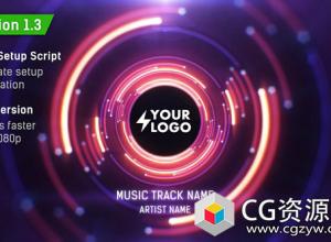 AE模板-时尚科技感炫酷音乐节奏音频波形可视化动画