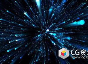 空间蓝色粒子线条扩散冲击视频素材 Blue Particles in Space