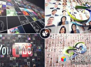 AE模板-多视频3D标志照片墙Logo动画 Multi Video 3D Logo