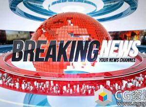 AE模板-三维24小时新闻栏目包装片头 24 Broadcast News Complete TV Package