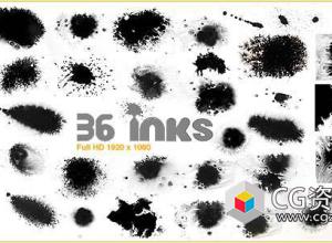 视频素材-36组水墨滴落晕染散开素材 Inks