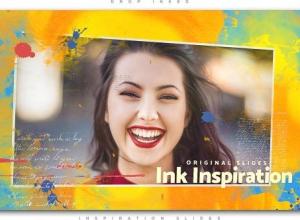 AE模板-多彩水墨散开遮罩照片相册文字标题片头 Drop Inked Inspiration Slides