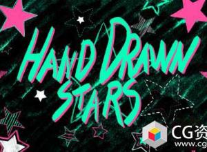 AE模板-卡通涂鸦绘制星星动画 Hand Drawn Stars
