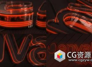 AE模板-E3D三维霓虹灯标志揭示Logo文字动画 Neon Logo Reveal