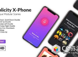 AE模板-手机界面点击滑动APP应用程序宣传展示动画