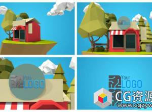 AE模板-三维网上商店卡通低多边形Logo动画 Store