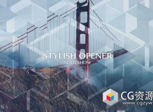 AE模板-企业动态时尚介绍三角图形遮罩拼贴视差图片开场 Stylish Opener – Slideshow
