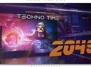 AE模板-科技感HUD幻灯片时间线视频介绍宣传片头 Techno Time 2049 Media Opener