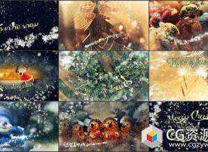 AE模板-雪花飘落视差幻灯片文字图片开场 Titles in the Snow