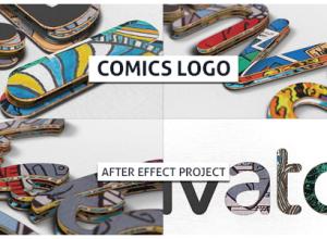 AE模板-三维漫画书本杂志Logo动画 Comics Logo