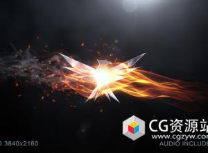 AE模板-4K优雅火焰燃烧金属Logo片头Elegant Flame Logo