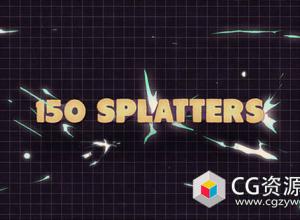AE模板-动漫卡通2D手绘风格条纹斜线爆炸动画元素150 Splatter Animations + Opener