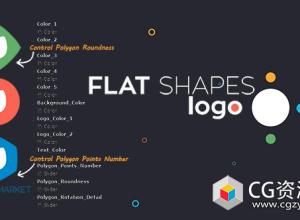 AE模板-扁平化形状标志logo动画shapes-logo