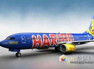 波音飞机3D模型 CubeBrush – Boeing 737-800 GoldbAIR