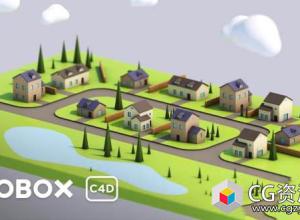 C4D教程-低多边形城市场景建模 Low Poly Town 3D Modeling