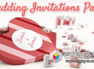 AE模板-浪漫爱情婚礼请柬包三维动画片头 Wedding Invitations Pack