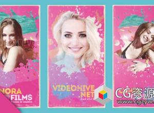 AE模板-电视节目预告片水彩泼洒遮罩视频宣传包装 Splatter Instagram version IGTV