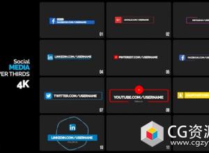 AE模板+Pr预设社交媒体文字标题字幕条动画Social Media Lower Thirds