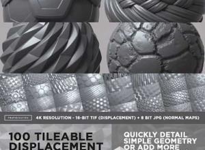 100张可平铺4K无缝纹理/Alpha图案Gumroad COMPLETE PACK 100 Tileable Displacement/Alpha Patterns