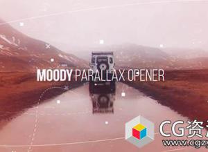 AE模板-科技感视差旅行视频婚礼图片开场 Moody Parallax Opener
